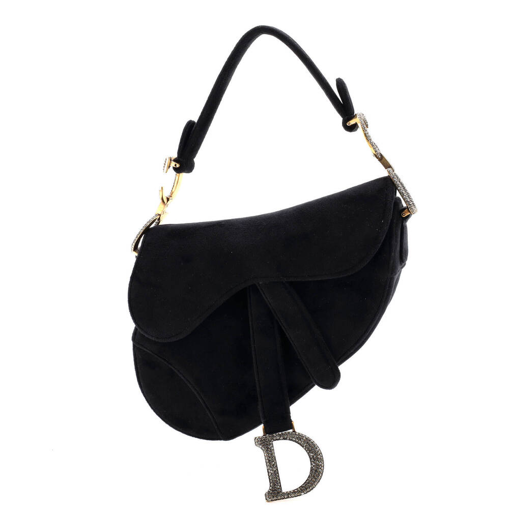 Christian Dior Mini Saddle Handbag Velvet with Crystals
